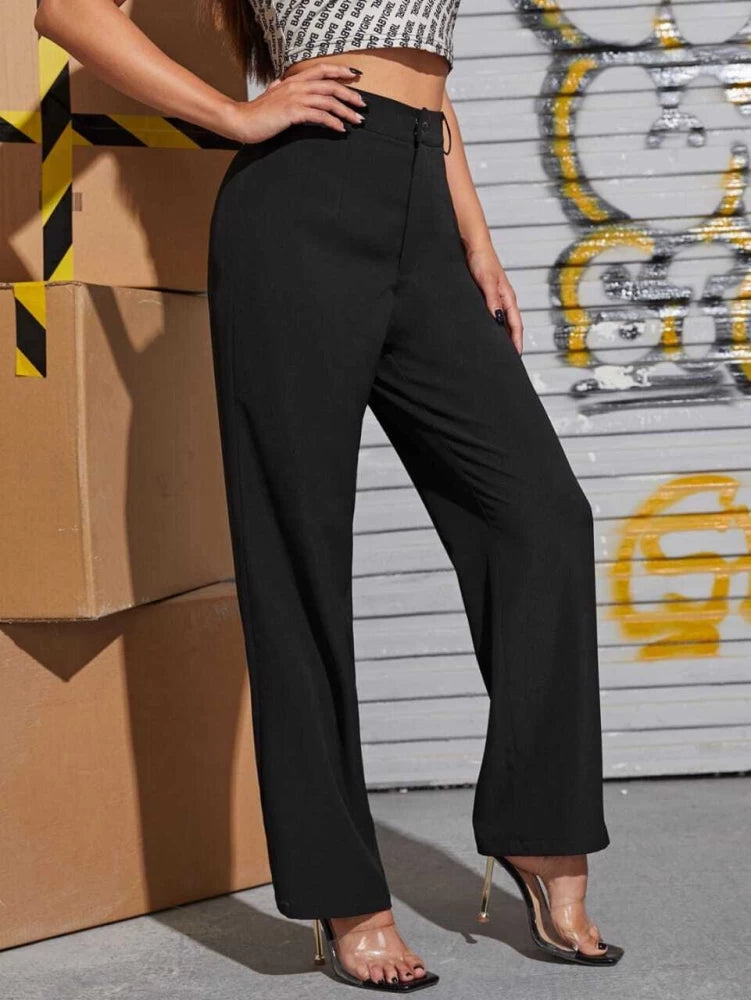 VDTREND Regular Fit Women Black Trousers